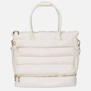 iPack Puffy Tote Luggage Bag Ivory Travel Adjustable Strap Laptop Pocket
